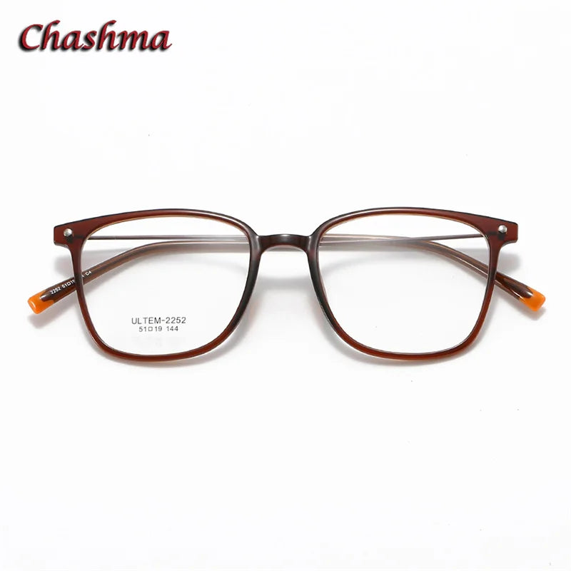 Chashma Ochki Unisex Youth's Full Rim Square Ultem Eyeglasses 2152 Full Rim Chashma Ochki Brown  