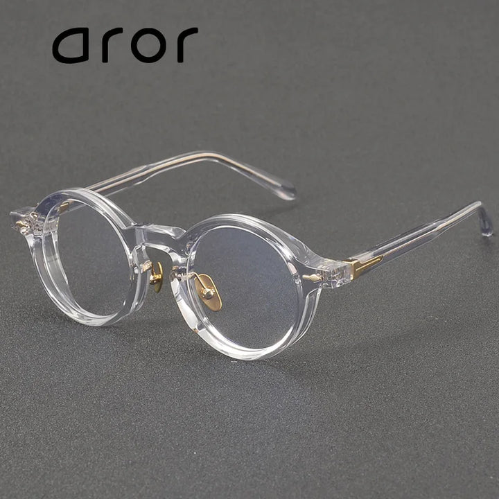 Aror Unisex Full Rim Round Thick Acetate Titanium Eyeglasses 396160