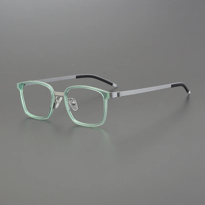 Gatenac Unisex Full Rim Square Acetate Stainless Steel Eyeglasses Gxyj1224 Full Rim Gatenac Green  