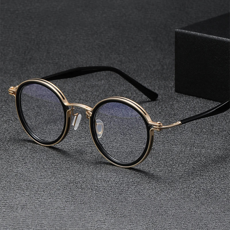 Black Mask Unisex Full Rim Round Titanium Eyeglasses BM-5862