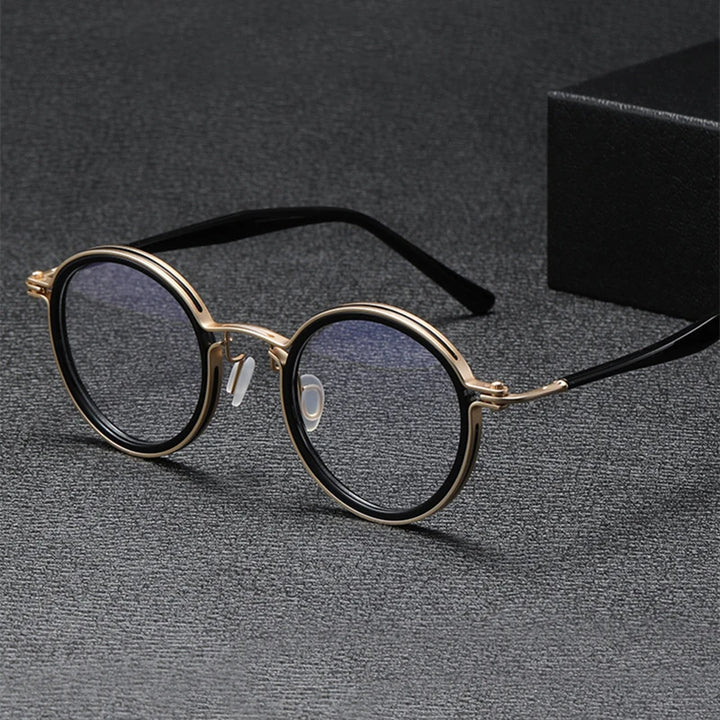 Black Mask Unisex Full Rim Round Titanium Eyeglasses BM-5862