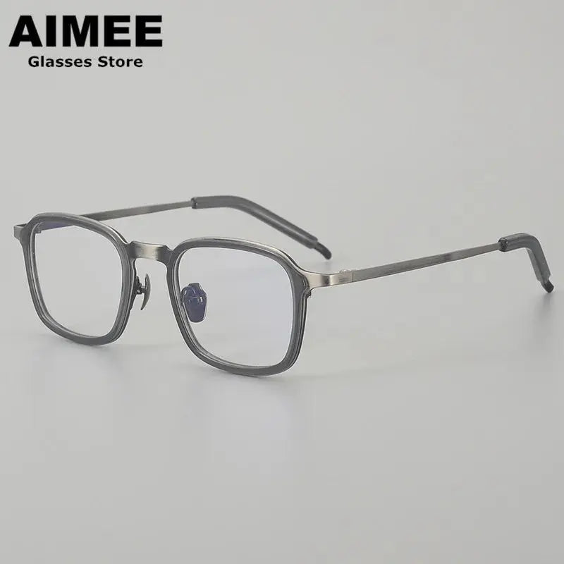 Aimee Unisex Full Rim Big Square Titanium Acetate Eyeglasses 410137 FuzWeb