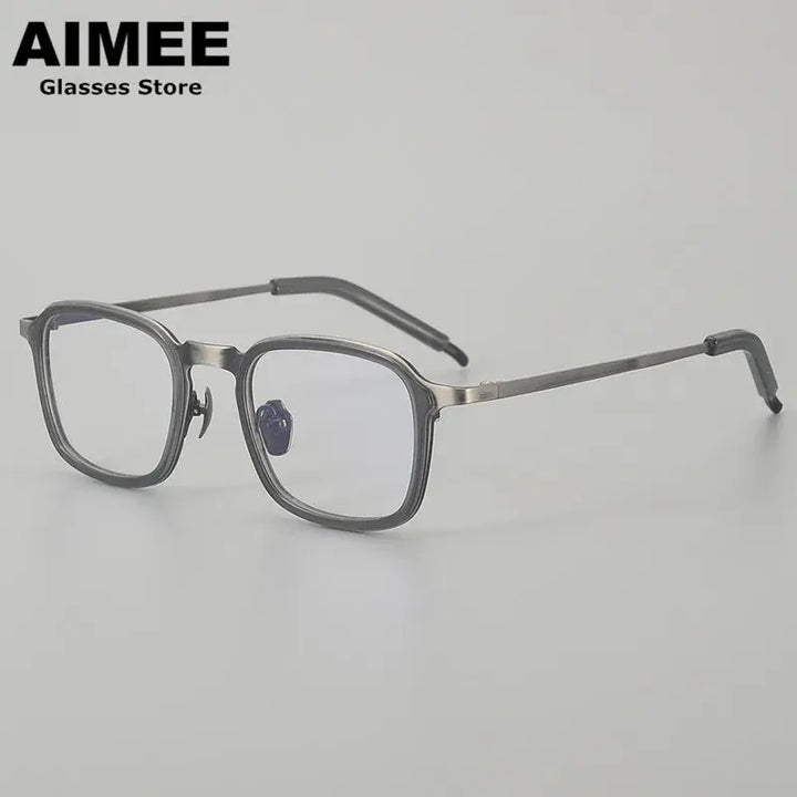 Aimee Unisex Full Rim Big Square Titanium Acetate Eyeglasses 410137 FuzWeb