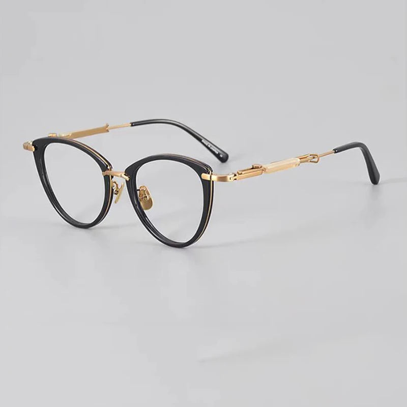 Hewei Unisex Full Rim Oval Cat Eye Acetate Alloy Eyeglasses 13252 Full Rim Hewei   