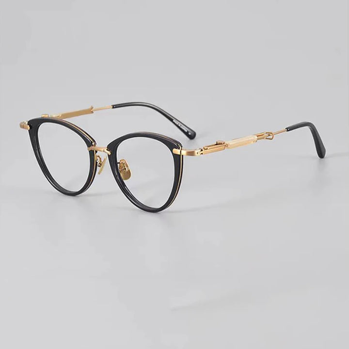 Hewei Unisex Full Rim Oval Cat Eye Acetate Alloy Eyeglasses 13252 Full Rim Hewei   