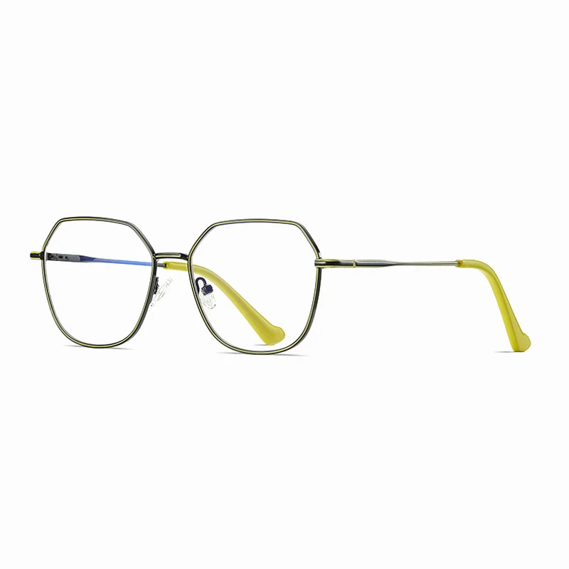 Ralferty Women's Full Rim Flat Top Polygon Alloy Eyeglasses 33040