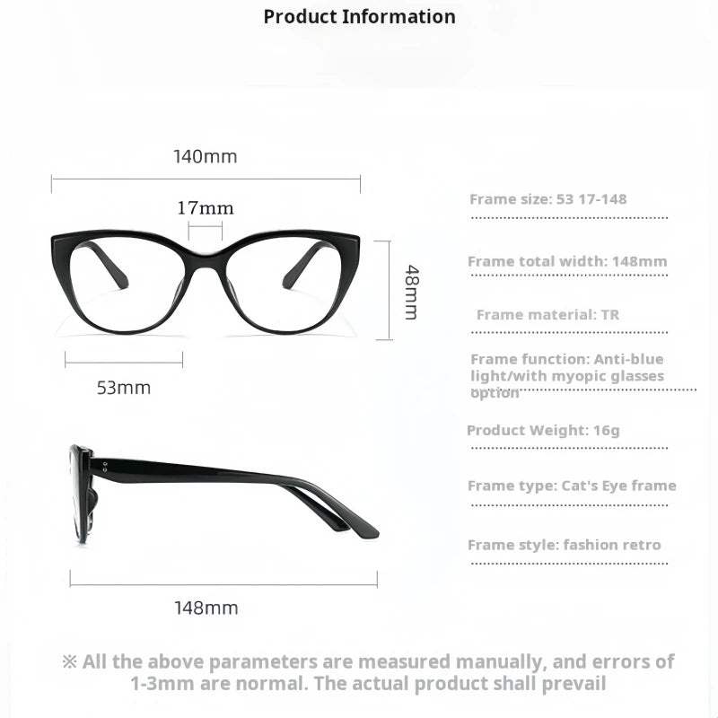 Yimaruili Women's Full Rim Cat Eye Tr 90 Titanium Eyeglasses 81132