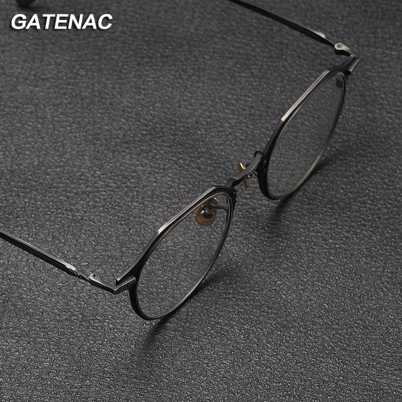 Gatenac Unisex Full Rim Flat Top Round Titanium Eyeglasses Gxyj1092 Full Rim Gatenac   