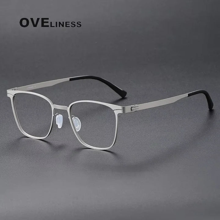 Oveliness Women's Full Rim Square Screwless Titanium Eyeglasses 80997 Full Rim Oveliness silver