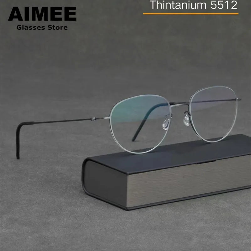 Aimee Unisex Full Rim Oval Screwless Titanium Eyeglasses 5512 Full Rim Aimee   