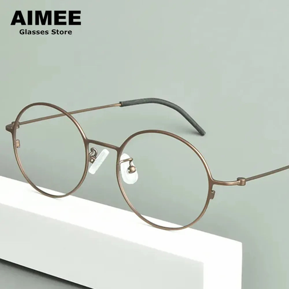 Aimee Unisex Full Rim Round Titanium Eyeglasses 14502 Full Rim Aimee   