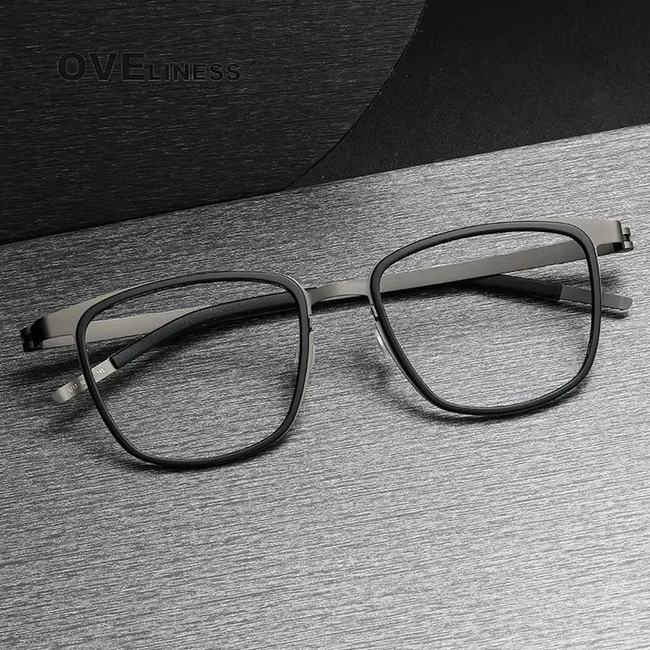 Oveliness Unisex Full Rim Square Acetate Titanium Eyeglasses 39717