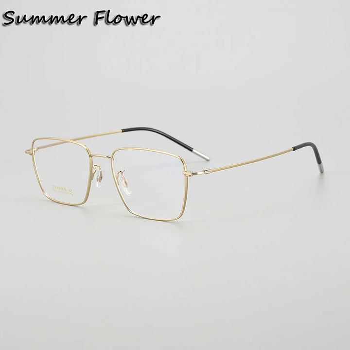 Summer Flower Men's Full Rim Polygon Square Titanium Eyeglasses 700379