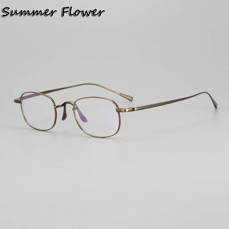 Summer Flower Women's Full Rim Oval Square Titanium Eyeglasses 842165 Full Rim Summer Flower Bronze