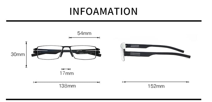 Black Mask Unisex Full Rim Square Stainless Steel Eyeglasses Ib005 Full Rim Black Mask   