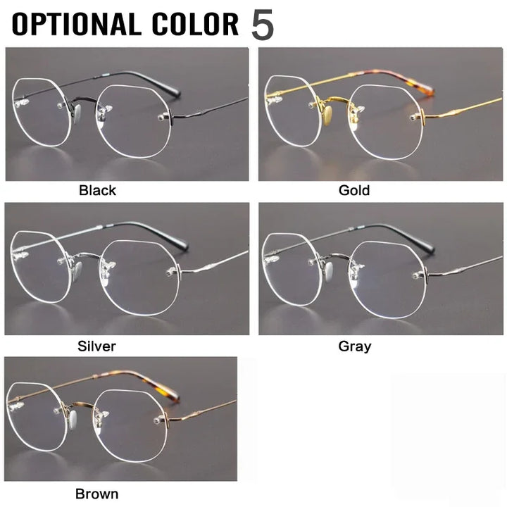 Muzz Women's Rimless Flat Top Round Titanium Eyeglasses 26008 Rimless Muzz   