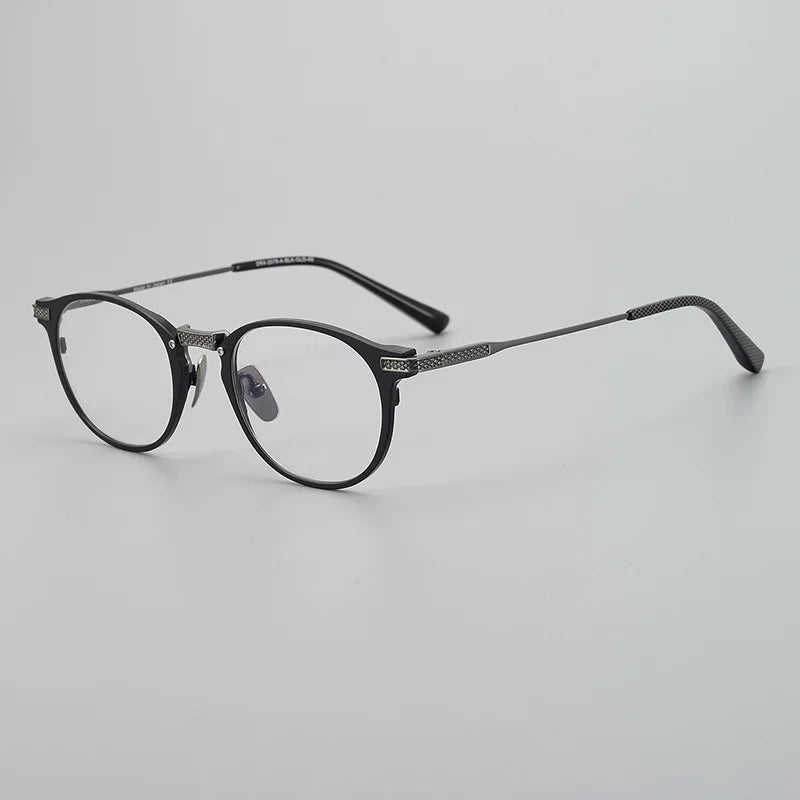 Black Mask Unisex Full Rim Oval Round Titanium Acetate Eyeglasses 92078 Full Rim Black Mask Black-Gray