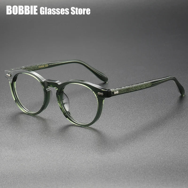 Bobbie Unisex Full Rim Oval Round Acetate Titanium Eyeglasses 765053