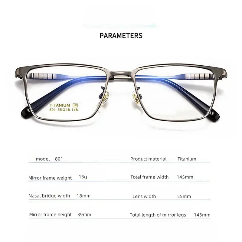 Hdcrafter Mens Full Rim Square Titanium Frames 801000 — view 2 | Hdcrafter Eyeglasses at FuzWeb