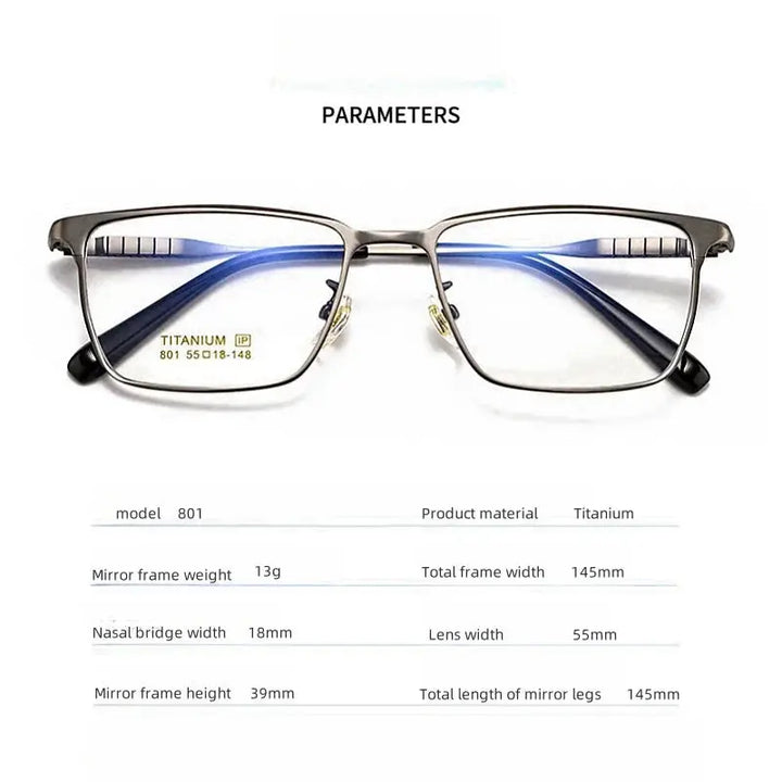 Hdcrafter Mens Full Rim Square Titanium Frames 801000 — view 2 | Hdcrafter Eyeglasses at FuzWeb