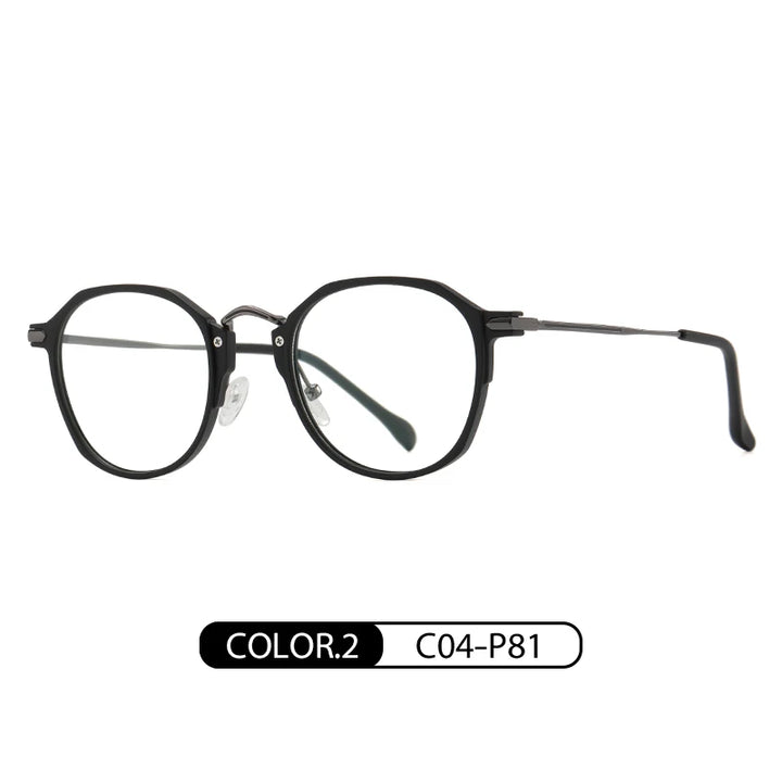 Gmei Women's Full Rim Polygon Round Tr 90 Alloy Eyeglasses 61847