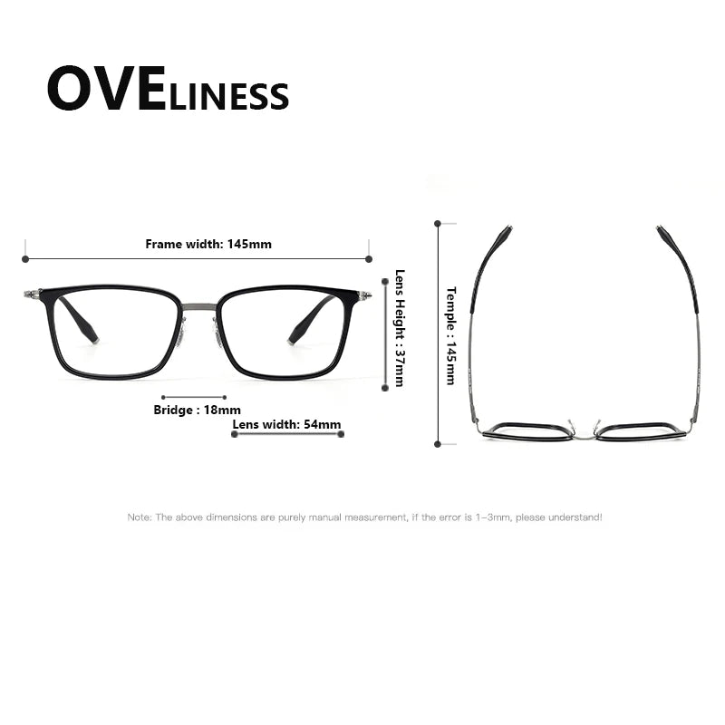 Oveliness Unisex Full Rim Square Titanium Acetate Eyeglasses 22502
