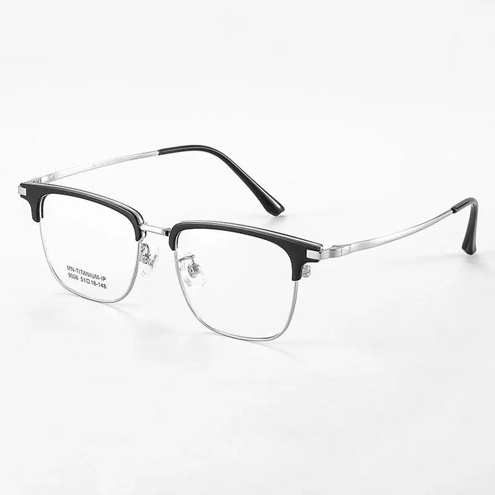 Gatenac Unisex Full Rim Polygon Square Acetate Alloy Eyeglasses 679007 FuzWeb