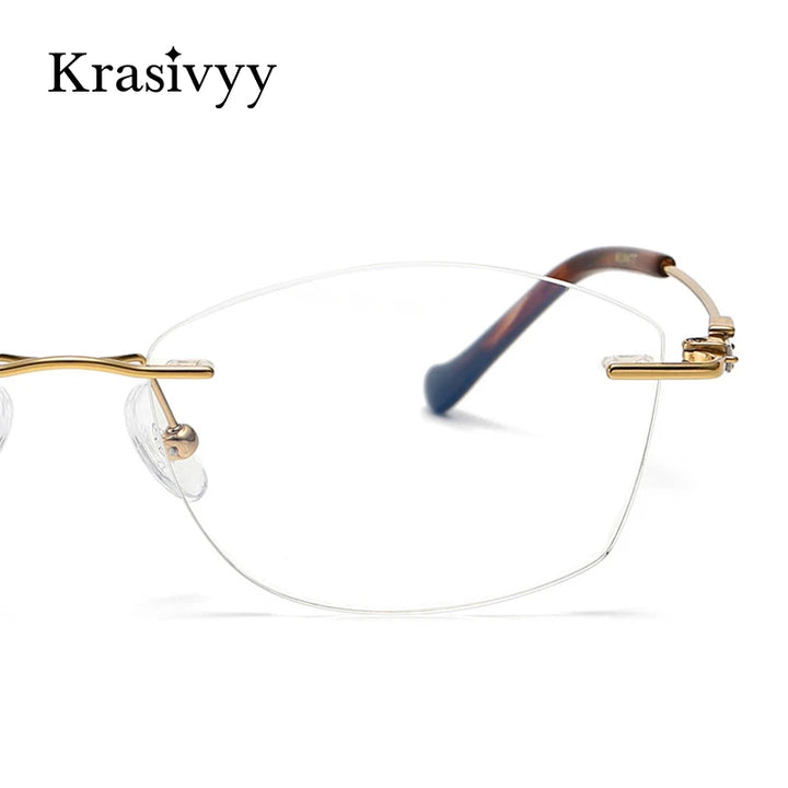 Krasivyy Women's Rimless Oval Titanium Eyeglasses 6006 Rimless Krasivyy   