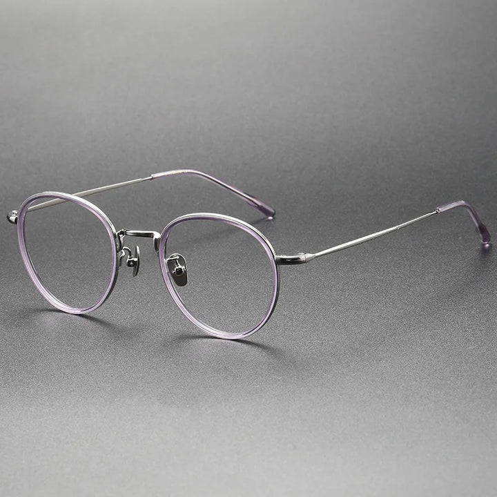 Aimee Men's Full Rim Oval Acetate Titanium Eyeglasses 8507 Full Rim Aimee Purple-Grey  