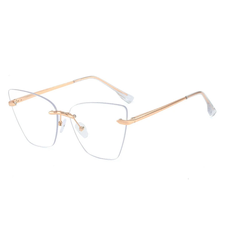 KatKani Women's Rimless Cat Eye Alloy Eyeglasses 23001 Rimless KatKani Eyeglasses Transparent  Gold  