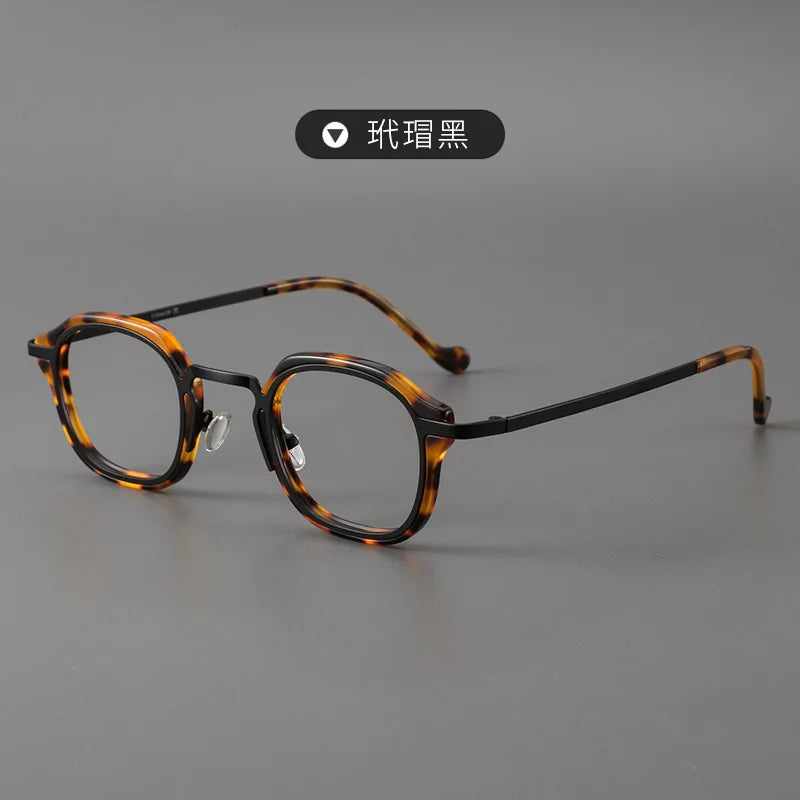 Zirosat Women's Full Rim Square Acetate Titanium Eyeglasses 192777