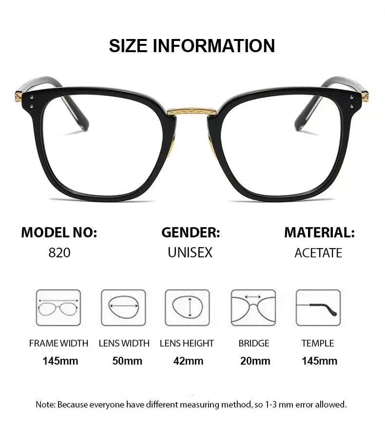 Summer Flower Unisex Full Rim Square Acetate Titanium Eyeglasses 82044