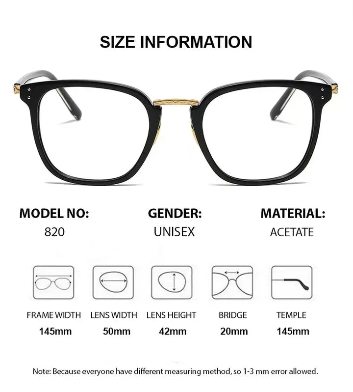 Summer Flower Unisex Full Rim Square Acetate Titanium Eyeglasses 82044