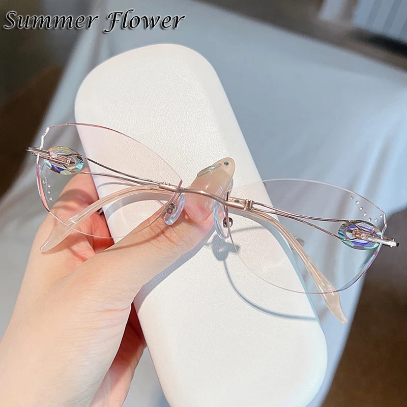 Summer Flower Women's Rimless Oval Square Titanium Eyeglasses 842135 Rimless Summer Flower