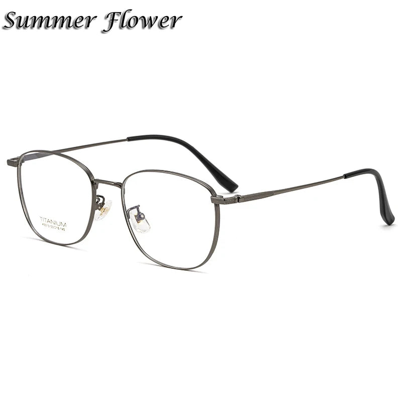 Summer Flower Unisex Full Rim Square Titanium Eyeglasses 845013 Full Rim Summer Flower Gray