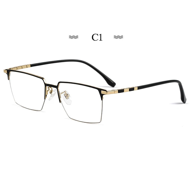 Hotochki Men's Full Rim Square Titanium Tr 90 Eyeglasses 86327