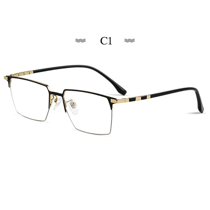 Hotochki Men's Full Rim Square Titanium Tr 90 Eyeglasses 86327