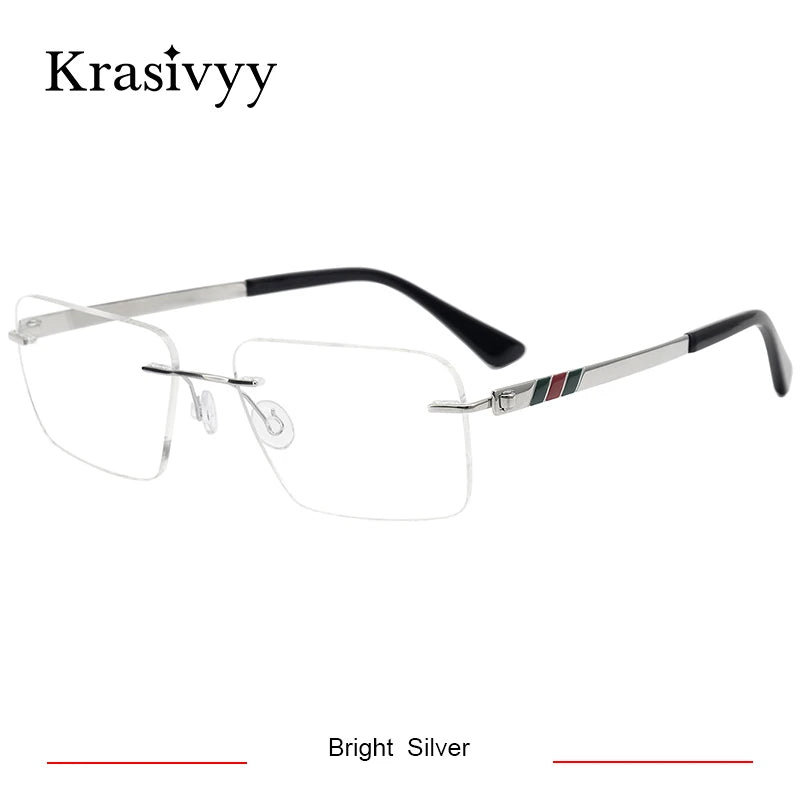 Krasivyy  Unisex Rimless Square Screwless Titanium Eyeglasses 35014