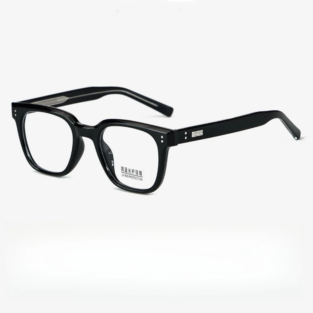 Yimaruili Unisex Full Rim Square Thick Tr 90 Eyeglasses Y9136 Full Rim Yimaruili Eyeglasses Brihgt Black  