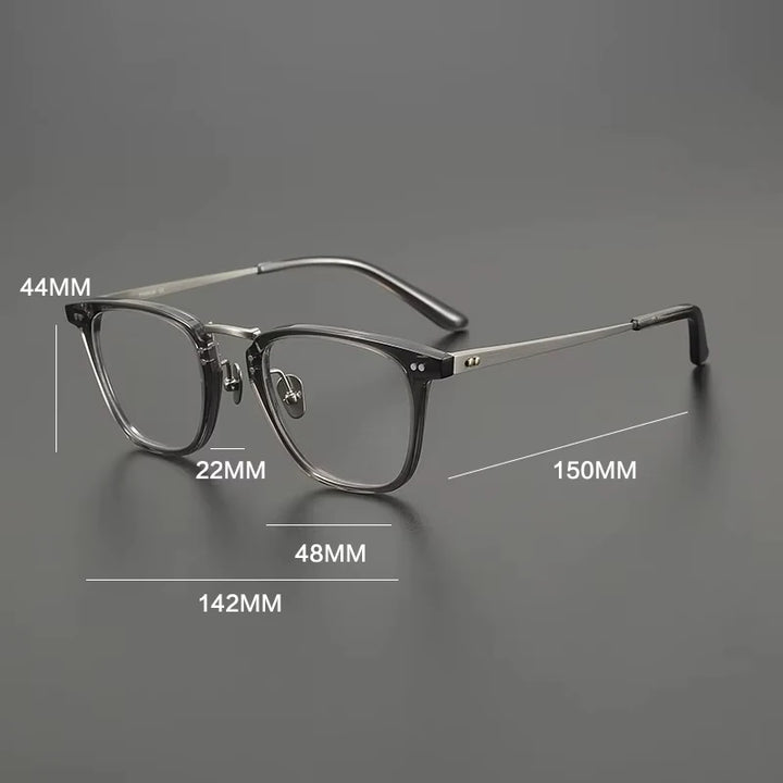Gatenac Unisex Full Rim Square Acetate Titanium Eyeglasses G9072