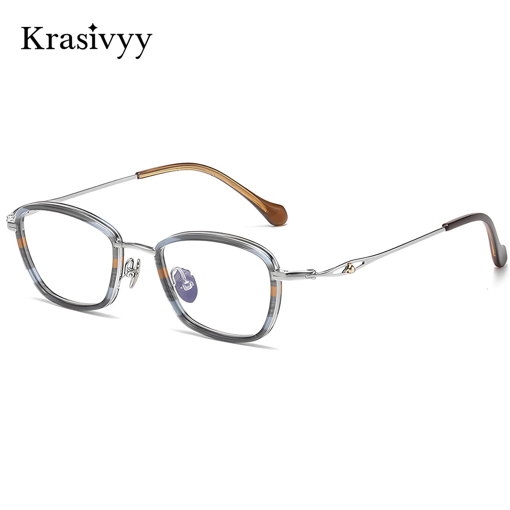 Krasivyy Unisex Full Rim Oval Square Titanium Acetate Eyeglasses 316895