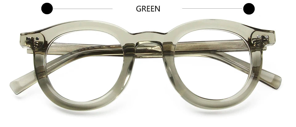 Esnbie Unisex Full Rim Round Thick Acetate Eyeglasses 23036 Full Rim Esnbie clear green  