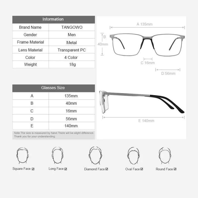 Kansept Men's Full Rim Square Alloy Eyeglasses P8501 Full Rim Kansept   