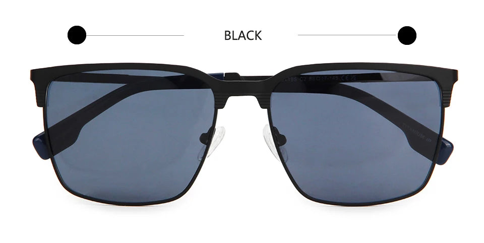 Esnbie Unisex Full Rim Square Titanium Polarized Sunglasses ST195-1