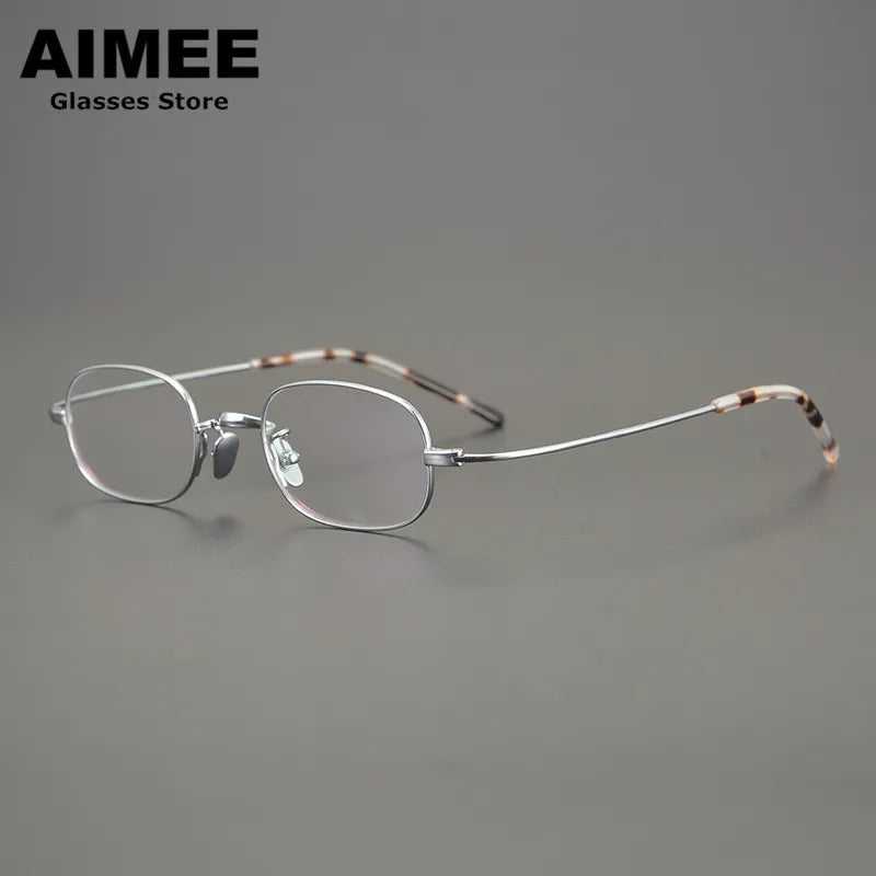 Aimee Unisex Full Rim Small Square Oval Titanium Eyeglasses 6119 Full Rim Aimee   