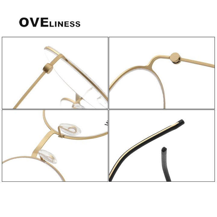 Oveliness Unisex Full Rim Round Screwless Titanium Eyeglasses 5501 Full Rim Oveliness   
