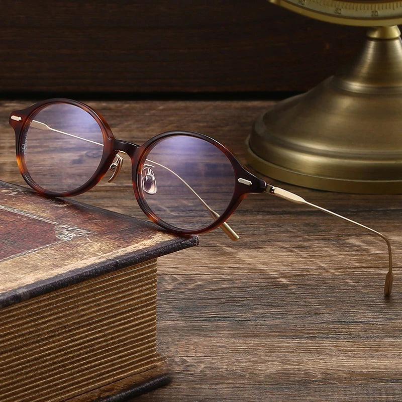 Black Mask Unisex Full Rim Round Titanium Acetate Eyeglasses 638149