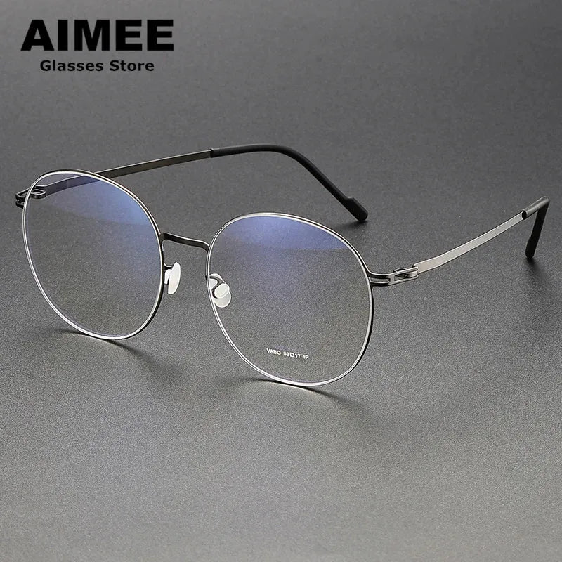 Aimee Women's Full Rim Round Stainless Steel Eyeglasses 2212 Full Rim Aimee Gun-Grey  