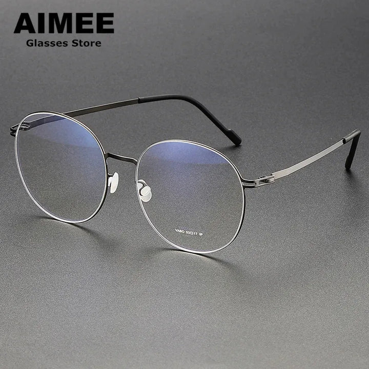 Aimee Women's Full Rim Round Stainless Steel Eyeglasses 2212 Full Rim Aimee Gun-Grey  