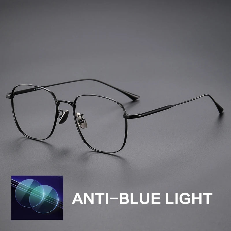 Gatenac Unisex Full Rim Polygon Titanium Photochromic Reading Glasses 531845